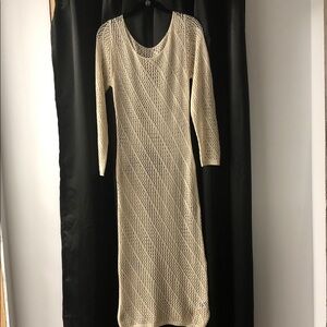 Cream Knit Long Sleeve Dress
